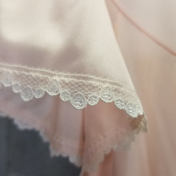 Vintage Shadowline Night Gown Sz S Maxi Peach Pink Nylon Puffy Flower USA NEW - Picture 7 of 16
